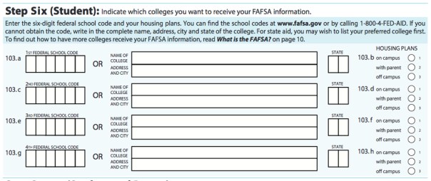 Students can list up to 10 colleges when filling out the electronic version of the FAFSA